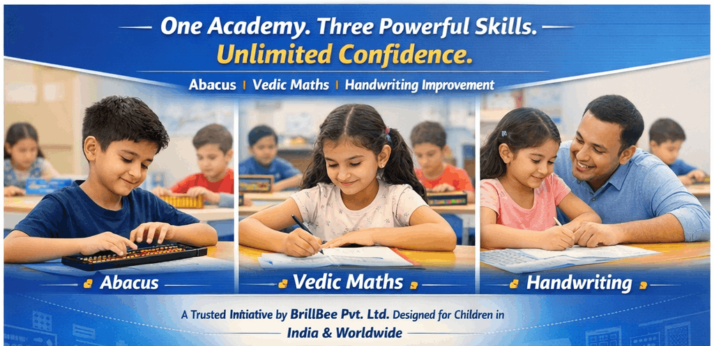 BrillBee Pvt Ltd offering Abacus, Vedic Maths and Handwriting Improvement courses for kids